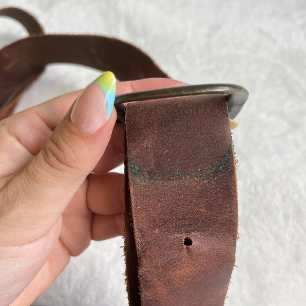 2/$40 πΈ VTG Rustic Brown Leather Crossbody Satchel - Picture 5 of 9